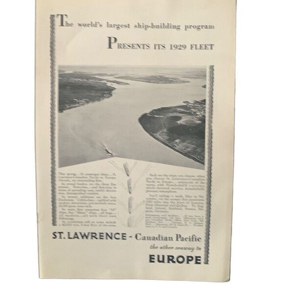 Vintage 1929 Canadian Pacific Presents its 1929 Fleet Ad Advertisement - Picture 3 of 4